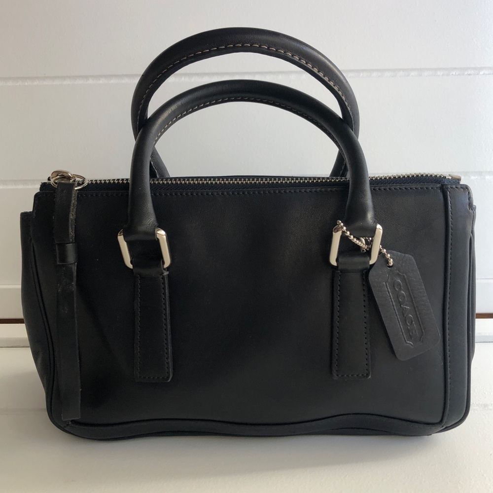 COACH Bonnie legacy HANDBAG navy blue satchel purse leather bag vintage